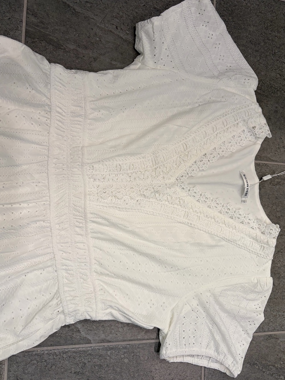 Women’s white/cream Ecowish eyelet sundress, NWT, size L - Picture 4 of 16